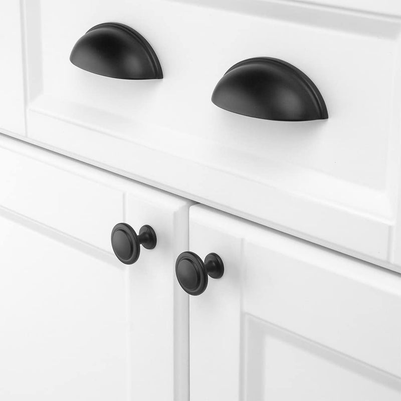 KOOFIZO Round Cabinet Knobs Matte Black Cabinet Pulls, Dia. 1-1/4 Inch, 10 Pack Black Drawer Knobs for Kitchen Cabinets 1960 Drawers Dresser Cupboard Bedroom Bathroom - Image 5